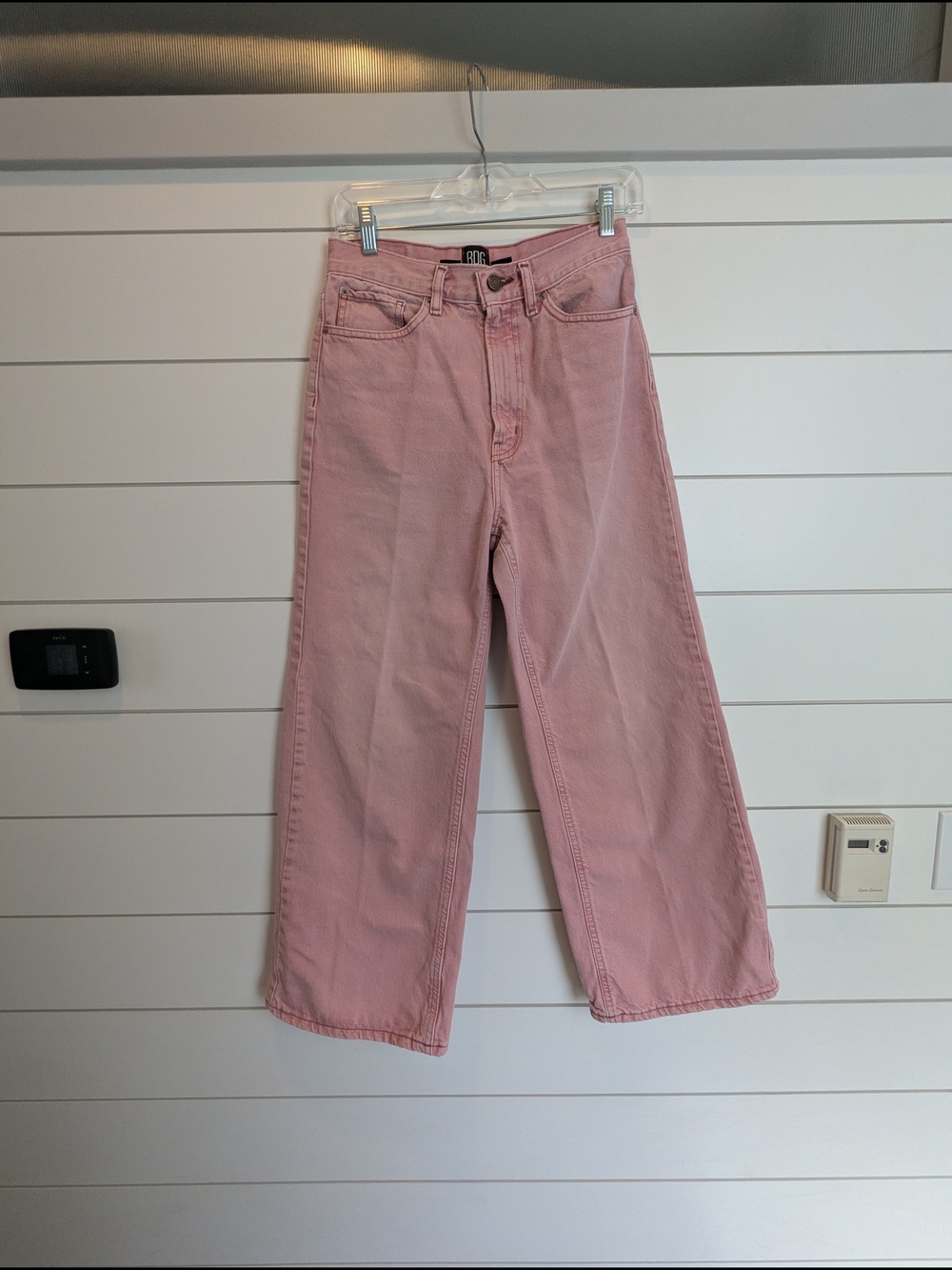 BDG Huge & Wide Jean Washed Rose Pink Size 28 High Rise Spring Denim Rigid - Picture 2 of 13